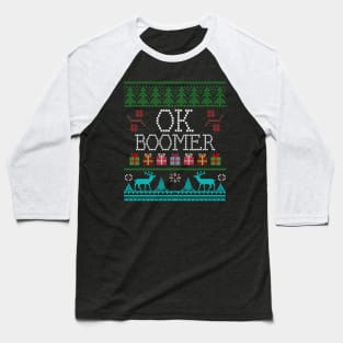 OK Boomer Ugly Christmas Style Design Baseball T-Shirt